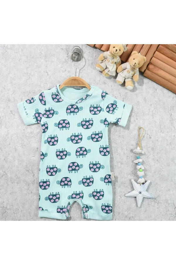 Floral Turtle Patterned Baby Girl Romper - 5