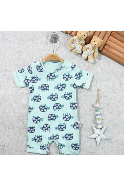 Floral Turtle Patterned Baby Girl Romper - 3