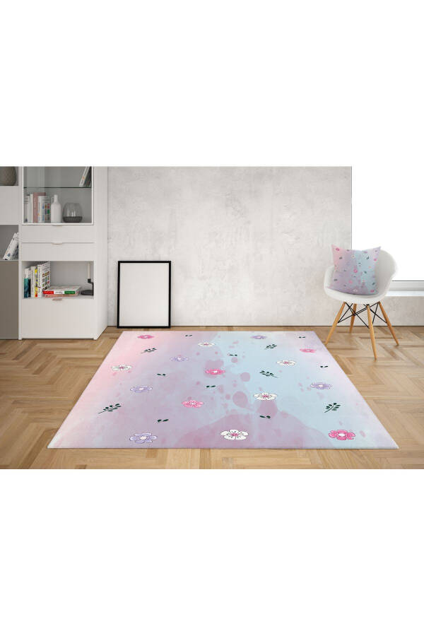 FLOWER CHILDROOM SET (CURTAIN - BED LINEN AND PILLOW - RUG) - 5