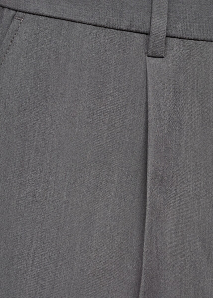 Flowing pleated, regular fit gray pants. - 45