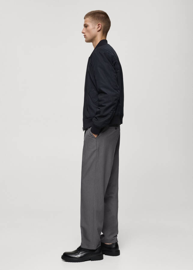 Flowing pleated, regular fit gray pants. - 47