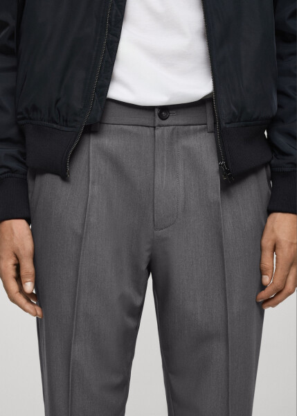 Flowing pleated, regular fit gray pants. - 27