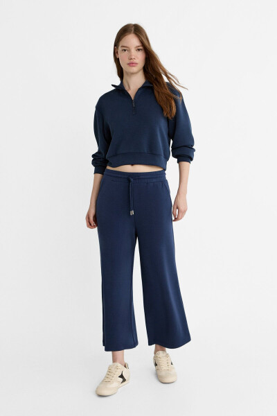 Flowy soft textured culotte pants - 1