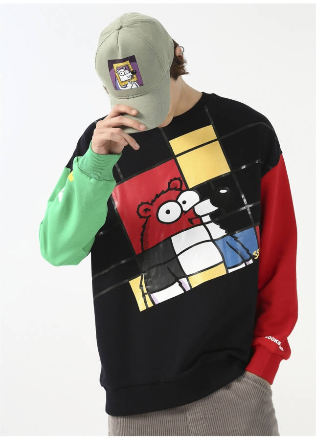 Fluffy Bisiklet Yaka Oversize Lacivert Erkek Sweatshirt FLUFFY-E-12 - 14