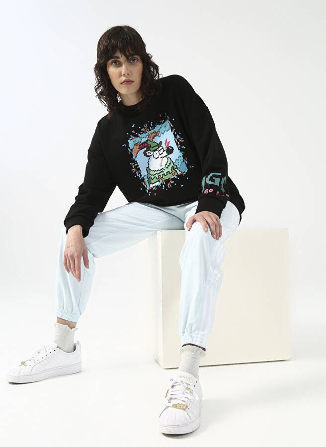 Fluffy Kapüşonlu Oversize Siyah Kadın Sweatshirt FFY-30 - 2