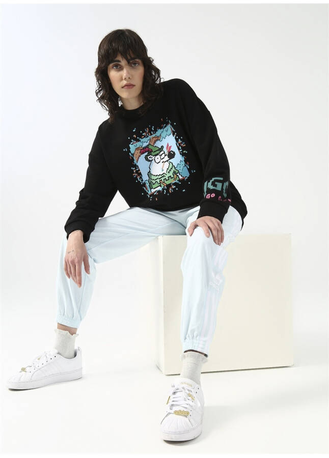 Fluffy Kapüşonlu Oversize Siyah Kadın Sweatshirt FFY-30 - 8