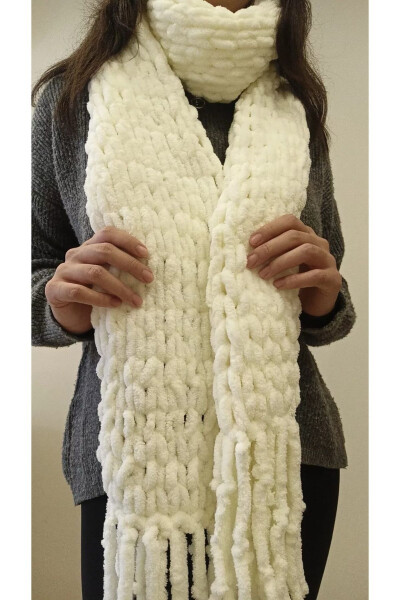 Fluffy Scarf, Hand-Knitted Puffy Soft Scarf - 3