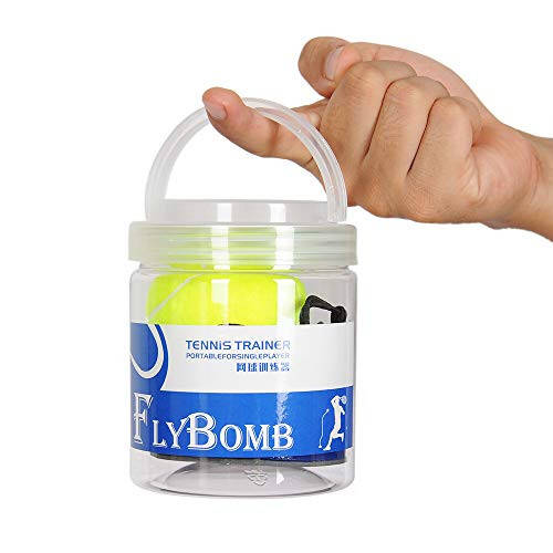 Flybomb Portable Solo Tennis Trainer Set, 3 Replacement Rebound Balls, & Wristband & Overgrip & Ring & Damper for Self Tennis Practice Training Tool for Adults or Kids Beginners - 5