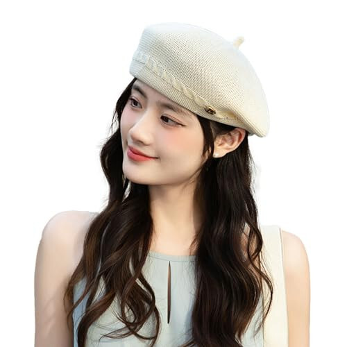 Fnaobai Women Beret Hat Girls French Style Knitted Cap Fashion Spring Fall Summer Artist Hat - 1