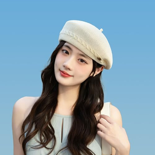 Fnaobai Women Beret Hat Girls French Style Knitted Cap Fashion Spring Fall Summer Artist Hat - 4