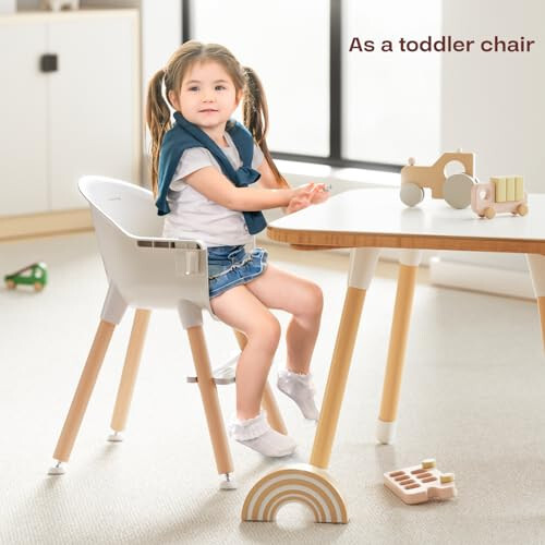 Fodoss 3-in-1 Wooden High Chair for Babies and Toddlers, Convertible Easy Clean Infant Highchair, Modern Design Baby High Chair - 38