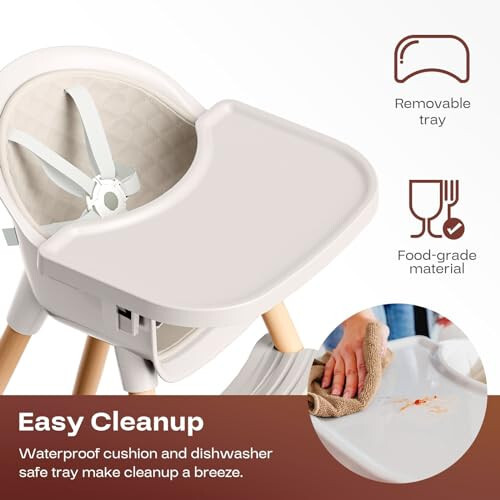 Fodoss 3-in-1 Wooden High Chair for Babies and Toddlers, Convertible Easy Clean Infant Highchair, Modern Design Baby High Chair - 39