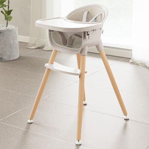 Fodoss 3-in-1 Wooden High Chair for Babies and Toddlers, Convertible Easy Clean Infant Highchair, Modern Design Baby High Chair - 29