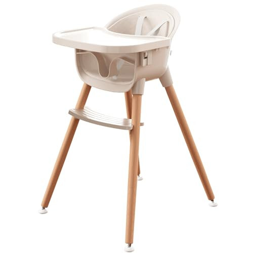 Fodoss 3-in-1 Wooden High Chair for Babies and Toddlers, Convertible Easy Clean Infant Highchair, Modern Design Baby High Chair - 4