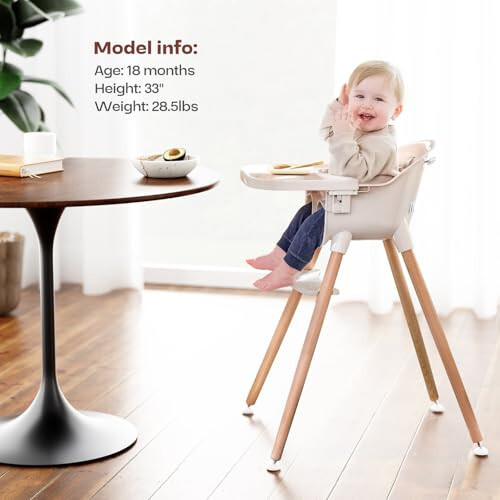 Fodoss 3-in-1 Wooden High Chair for Babies and Toddlers, Convertible Easy Clean Infant Highchair, Modern Design Baby High Chair - 5