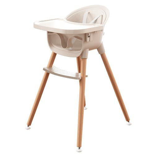 Fodoss 3-in-1 Wooden High Chair for Babies and Toddlers, Convertible Easy Clean Infant Highchair, Modern Design Baby High Chair - 6