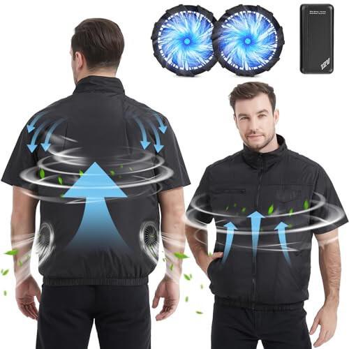 Foiueyga Cooling Vest for Men Women Hot Weather with 20000mAh Battery 12V Fans Air Conditioner Short Sleeve Jacket Fan Vest - 1