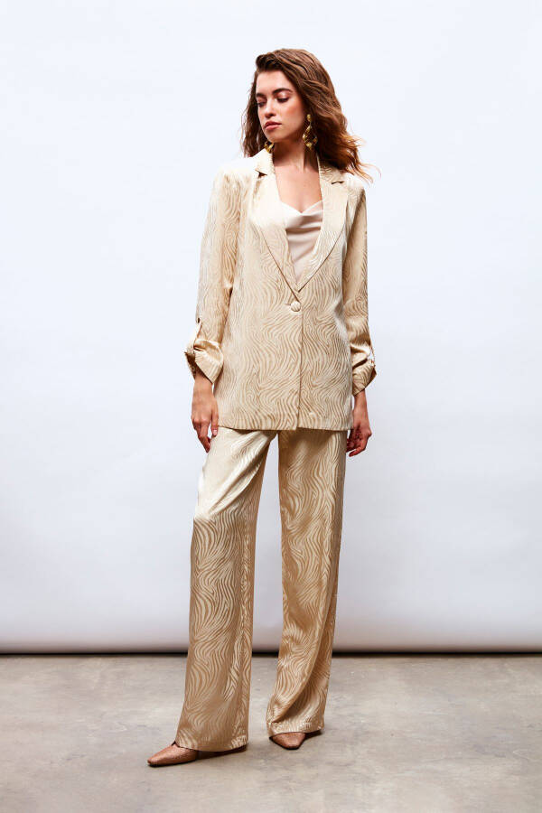 Foldable Sleeve Detail Jacket - BEIGE - 1