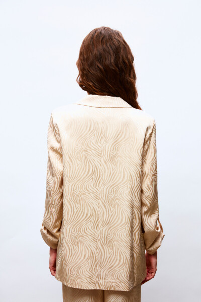 Foldable Sleeve Detail Jacket - BEIGE - 10