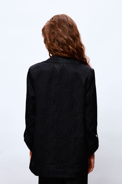 Foldable Sleeve Detail Jacket - BLACK - 6