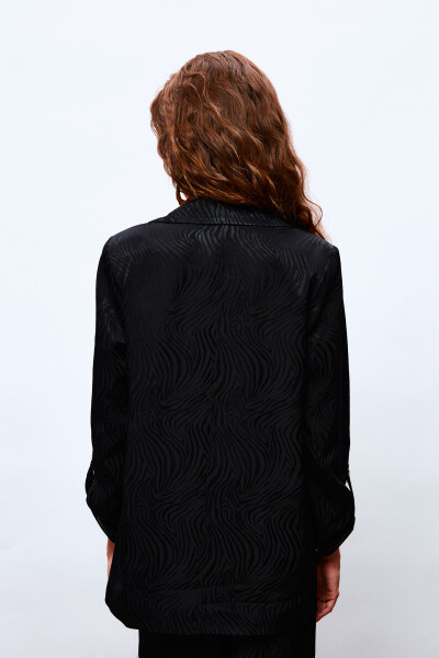 Foldable Sleeve Detail Jacket - BLACK - 12