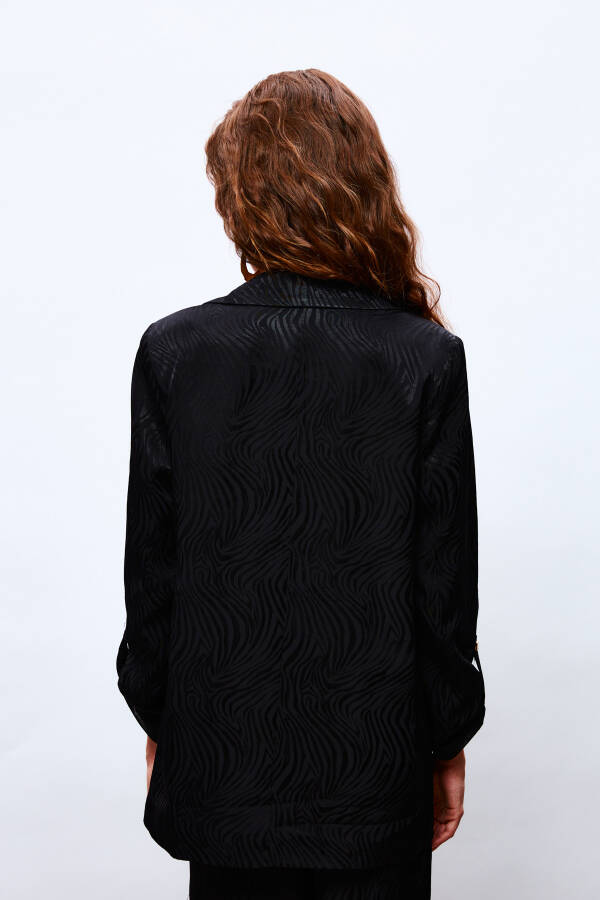 Foldable Sleeve Detail Jacket - BLACK - 12