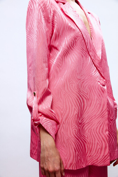 Foldable Sleeve Detail Jacket - PINK - 3