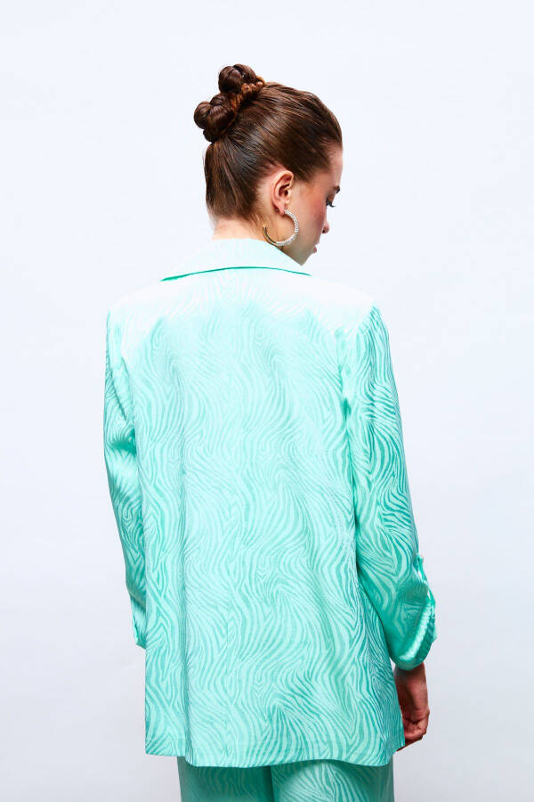 Foldable Sleeve Detail Jacket - TURQUOISE - 4