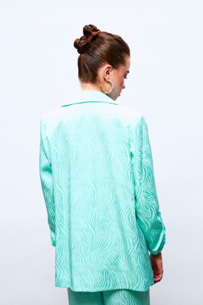 Foldable Sleeve Detail Jacket - TURQUOISE - 8