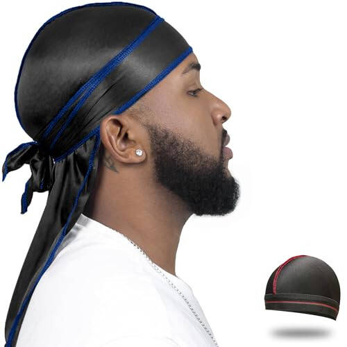 ForceWave İpek Durag Erkekler Dalga Şapkası Saten Dorag Erkekler Kadınlar 360 Dalga - 1