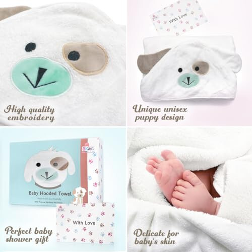 FOREVERPURE Premium Baby Hooded Towel Viscose Made of Bamboo, Super Absorbent, Design Girl and Boy. Ultra Soft, White, X-Large, 35 x 35 inches. - 7