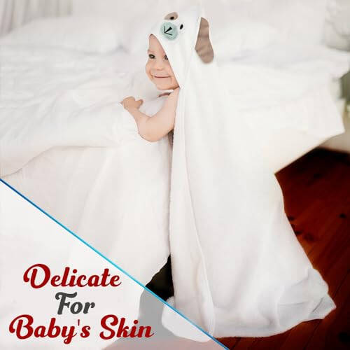 FOREVERPURE Premium Baby Hooded Towel Viscose Made of Bamboo, Super Absorbent, Design Girl and Boy. Ultra Soft, White, X-Large, 35 x 35 inches. - 2