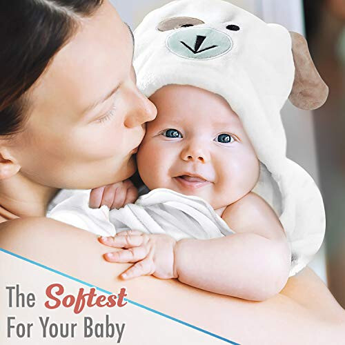 FOREVERPURE Premium Baby Hooded Towel Viscose Made of Bamboo, Super Absorbent, Design Girl and Boy. Ultra Soft, White, X-Large, 35 x 35 inches. - 3