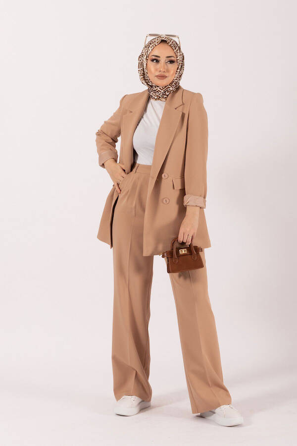 Four Button Blazer Suit Camel - 2