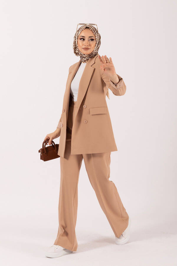 Four Button Blazer Suit Camel - 4