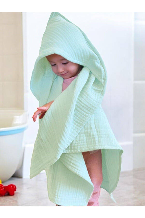 Four-Layer Muslin Hooded Baby Kid Towel Swaddle Bath Towel Cotton Beach Towel Poncho 4-Layer - 3