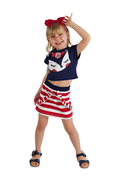 Fox Ruffled Girls Crop Top Skirt Set - 21