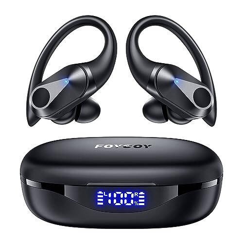 FOYCOY Wireless Earbuds Bluetooth Headphones 90Hrs Playtime Ear Buds IPX7 Waterproof Sports Earphones Wireless Charging Case Over-Ear Earhooks Headest - 1