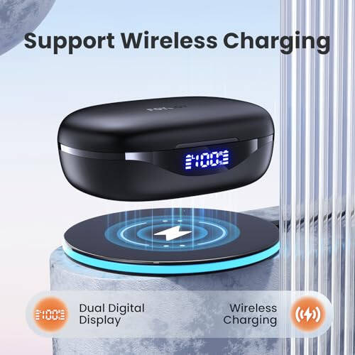 FOYCOY Wireless Earbuds Bluetooth Headphones 90Hrs Playtime Ear Buds IPX7 Waterproof Sports Earphones Wireless Charging Case Over-Ear Earhooks Headest - 5