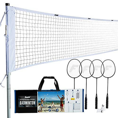 Franklin Sports Badminton Ağı Seti - Açık Hava Bahçesi + Plaj Badminton Ağı + Ekipman Seti - (4) Raket + (2) Top + Taşınabilir Ağ Dahil - Yetişkinler + Çocuklar Seti - 1