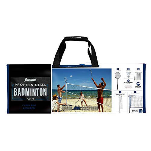 Franklin Sports Badminton Ağı Seti - Açık Hava Bahçesi + Plaj Badminton Ağı + Ekipman Seti - (4) Raket + (2) Top + Taşınabilir Ağ Dahil - Yetişkinler + Çocuklar Seti - 7