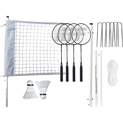 Franklin Sports Badminton Ağı Seti - Açık Hava Bahçesi + Plaj Badminton Ağı + Ekipman Seti - (4) Raket + (2) Top + Taşınabilir Ağ Dahil - Yetişkinler + Çocuklar Seti - 1