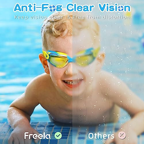 Freela Kids Swim Goggles, 2 Packs Swimming Goggles for Kids 3-14, Boys Girls Swim Goggles Anti Fog UV Protection No Leaking - 4