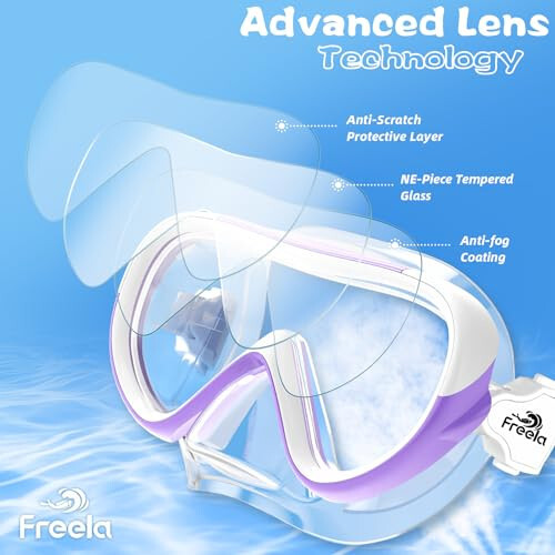 Freela Kids Swim Goggles for Kids 3-15 with Nose Cover, Tempered Glass Lens Anti-Fog No Leakage Diving Mask 180° Clear Vision - 4