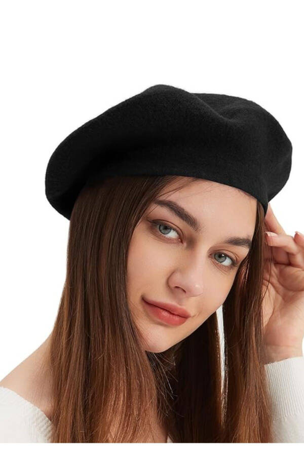 French Artist Australian Wool Felt Beret Black - 1