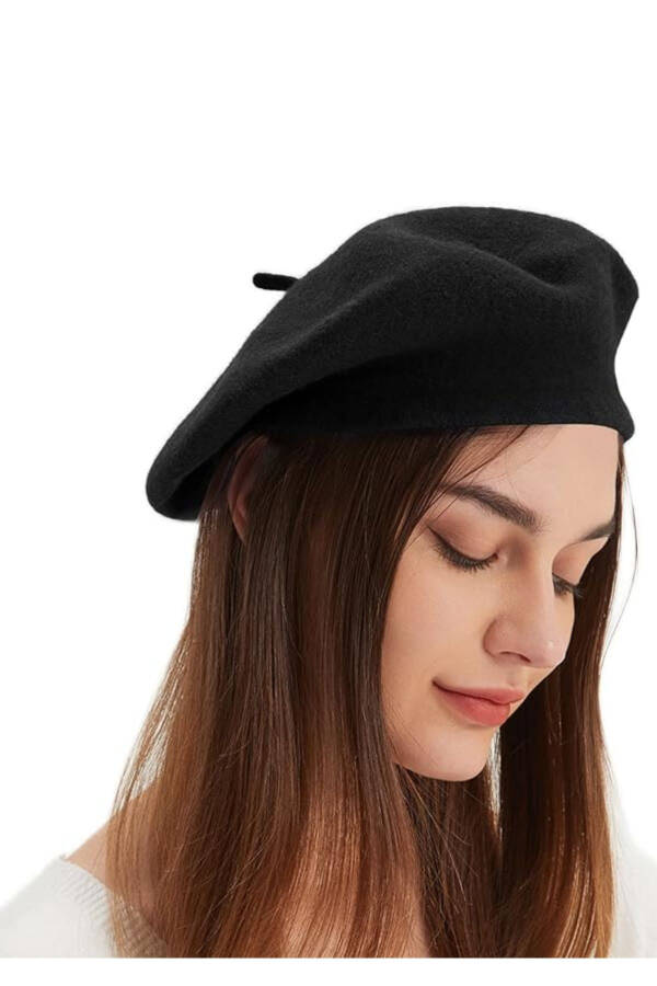 French Artist Australian Wool Felt Beret Black - 3