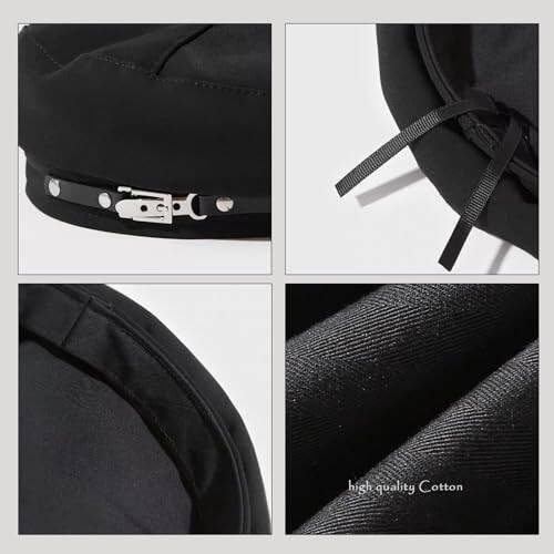 French Beret Hats for Women Painter's hat Metal Clasp Artist Beret Black Beret Cap for Womens Girls Lady - 4