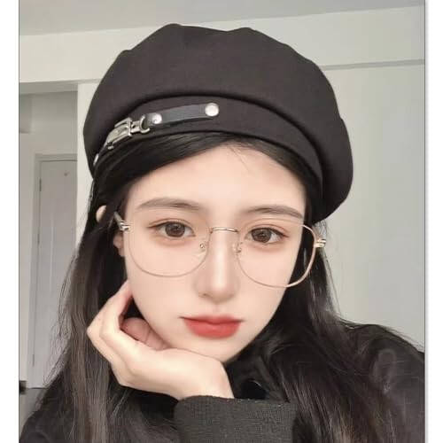 French Beret Hats for Women Painter's hat Metal Clasp Artist Beret Black Beret Cap for Womens Girls Lady - 6