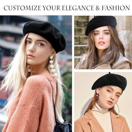 French Beret, Lightweight Casual Classic Solid Color Wool Beret - 5