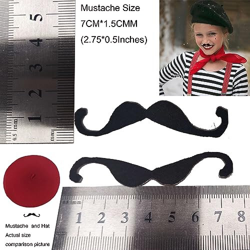 Frenchman Beret Women Men, Mustache Halloween Mime Costume Accessory Beanie Caps Classic Wool Winter French Hat Free Size - 7